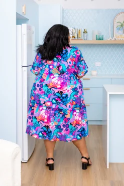 Peak Midi Dress in Midnight Safari by Kasey Rainbow