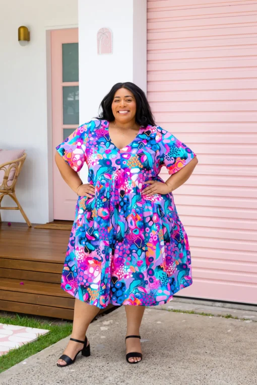 Peak Midi Dress in Midnight Safari by Kasey Rainbow