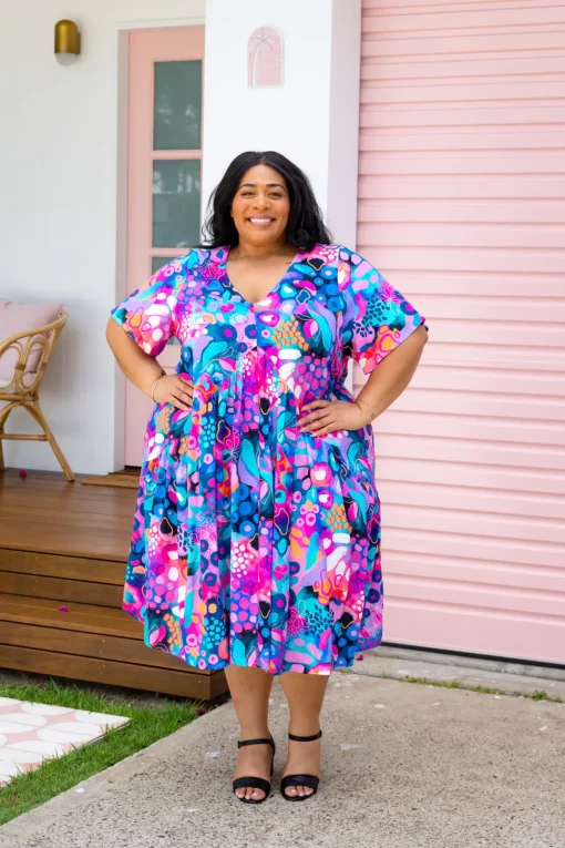 Peak Midi Dress in Midnight Safari by Kasey Rainbow