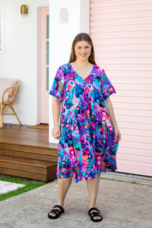 Peak Midi Dress in Midnight Safari by Kasey Rainbow