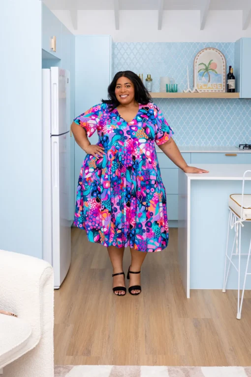 Peak Midi Dress in Midnight Safari by Kasey Rainbow