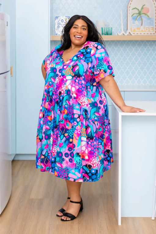 Peak Midi Dress in Midnight Safari by Kasey Rainbow