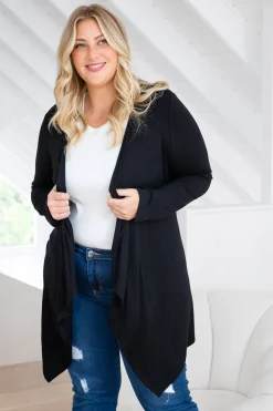 Penelope Waterfall Modal Cardi in Black