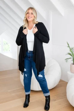 Penelope Waterfall Modal Cardi in Black