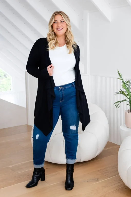 Penelope Waterfall Modal Cardi in Black
