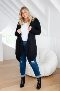 Penelope Waterfall Modal Cardi in Black