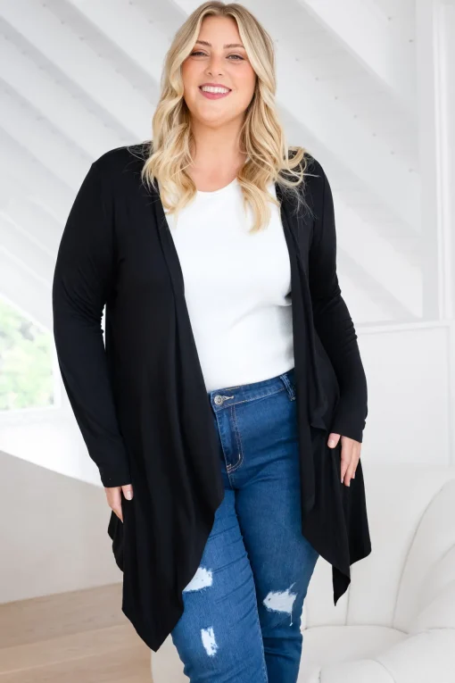 Penelope Waterfall Modal Cardi in Black