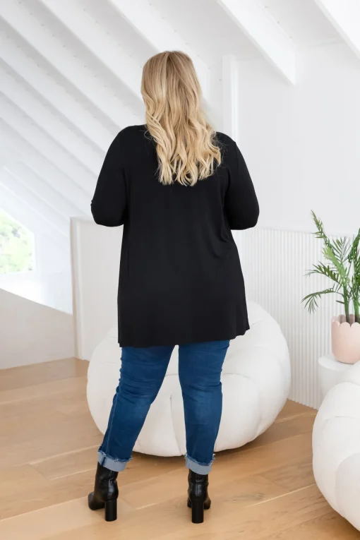 Penelope Waterfall Modal Cardi in Black