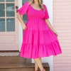 Peri Midi Dress in Pink
