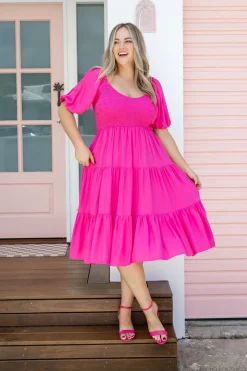 Peri Midi Dress in Pink