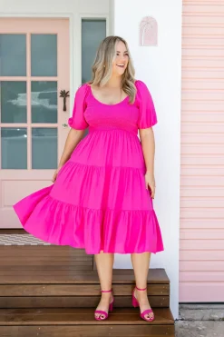 Peri Midi Dress in Pink