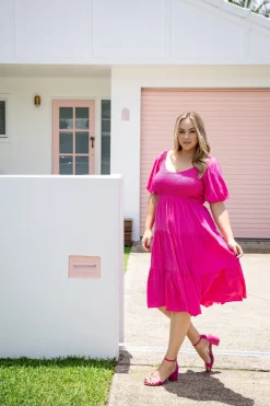 Peri Midi Dress in Pink