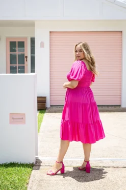Peri Midi Dress in Pink