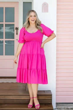 Peri Midi Dress in Pink