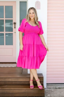Peri Midi Dress in Pink