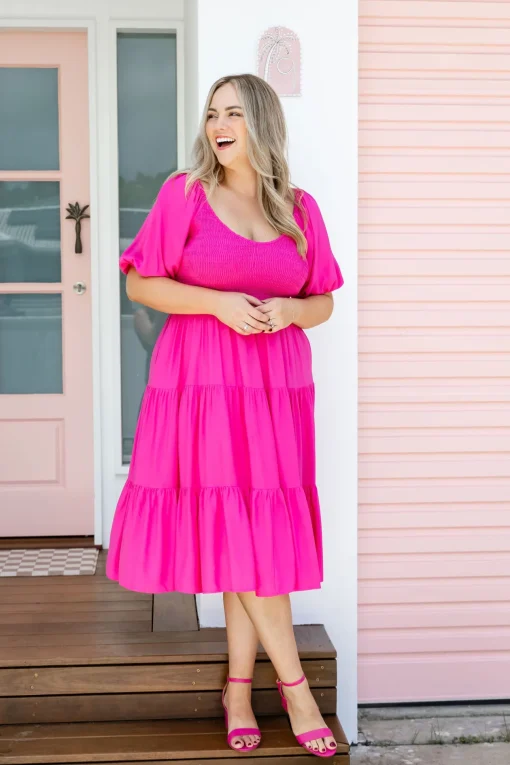 Peri Midi Dress in Pink