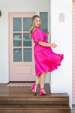 Peri Midi Dress in Pink
