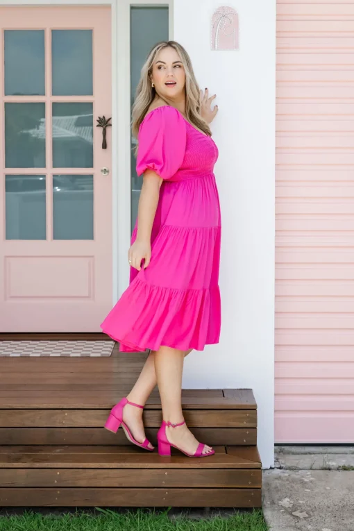 Peri Midi Dress in Pink