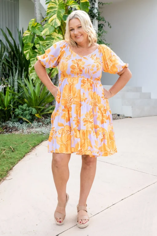 Peri Party Dress in Honey Bloom
