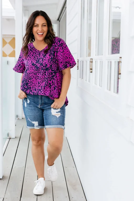 Phoebe Purple Leopard Top