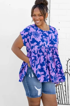 Sally Top in Blue & Purple