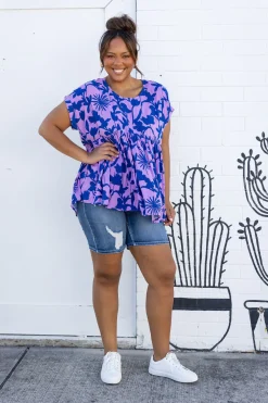 Sally Top in Blue & Purple
