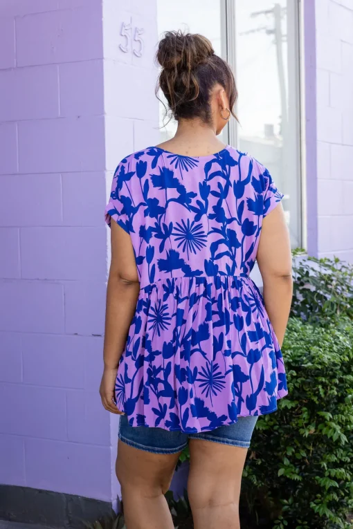 Sally Top in Blue & Purple
