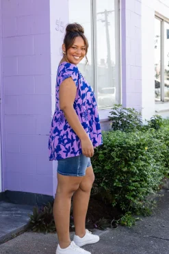 Sally Top in Blue & Purple