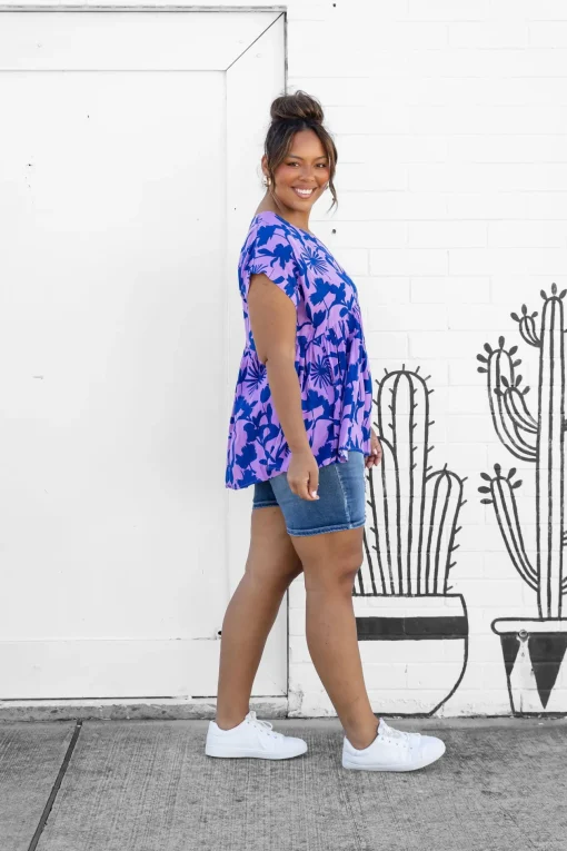 Sally Top in Blue & Purple