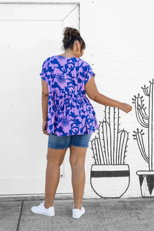 Sally Top in Blue & Purple