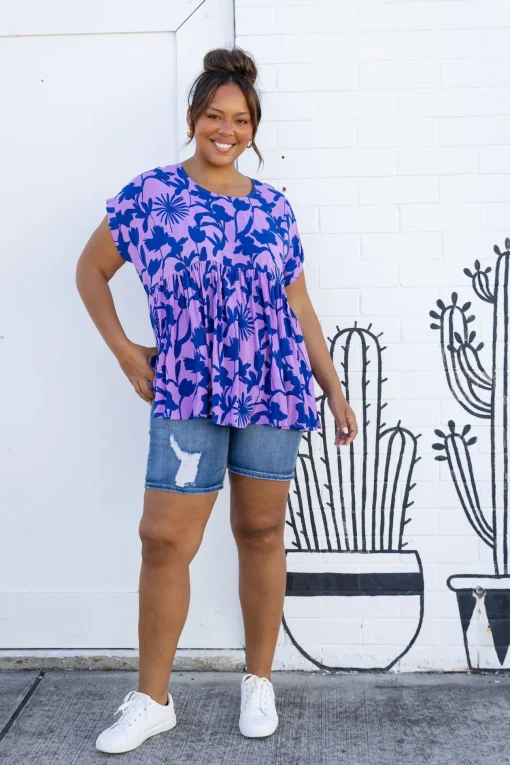 Sally Top in Blue & Purple