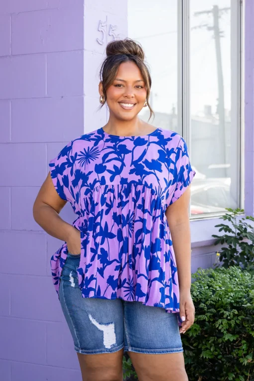 Sally Top in Blue & Purple