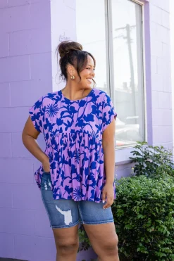 Sally Top in Blue & Purple