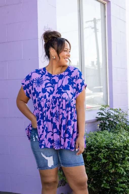 Sally Top in Blue & Purple