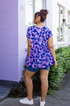 Sally Top in Blue & Purple