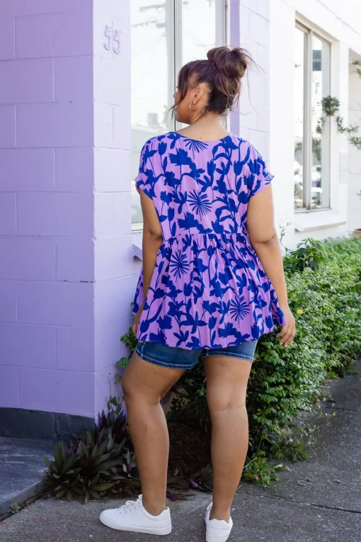 Sally Top in Blue & Purple