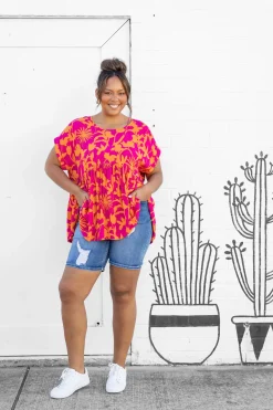Sally Top in Pink & Orange
