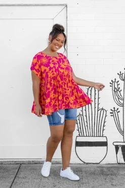 Sally Top in Pink & Orange