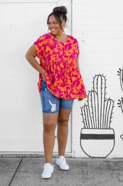 Sally Top in Pink & Orange