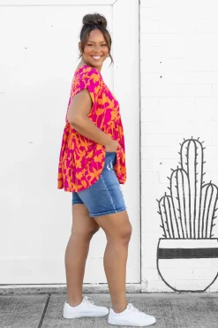 Sally Top in Pink & Orange