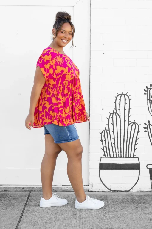 Sally Top in Pink & Orange