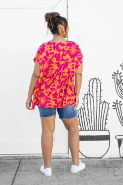 Sally Top in Pink & Orange
