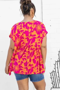 Sally Top in Pink & Orange