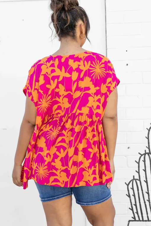 Sally Top in Pink & Orange