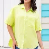 Samara Linen Blend Shirt in Lime