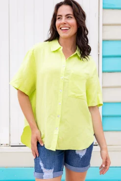 Samara Linen Blend Shirt in Lime