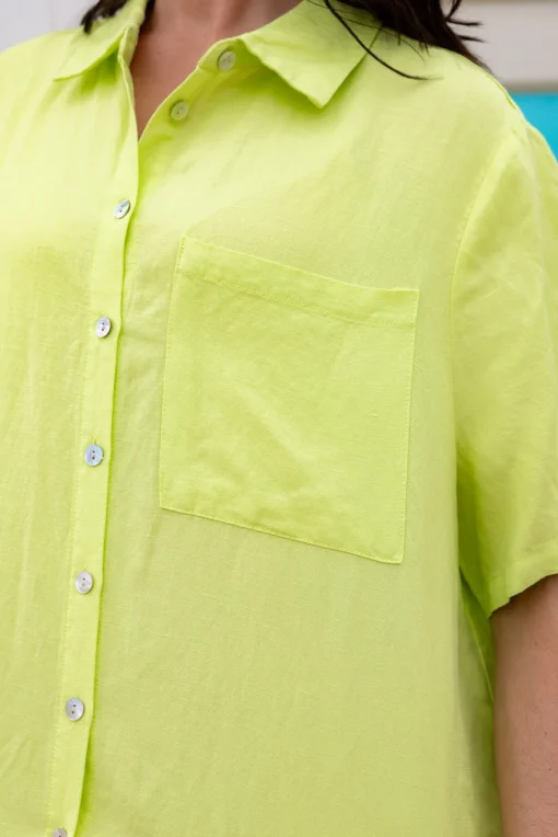 Samara Linen Blend Shirt in Lime