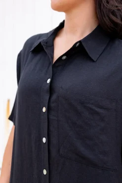 Samara Linen Blend Shirt in Black