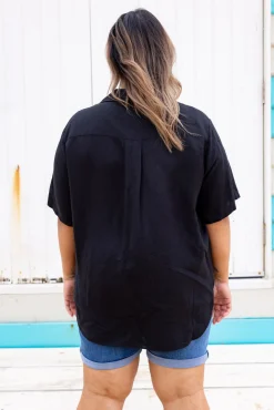 Samara Linen Blend Shirt in Black