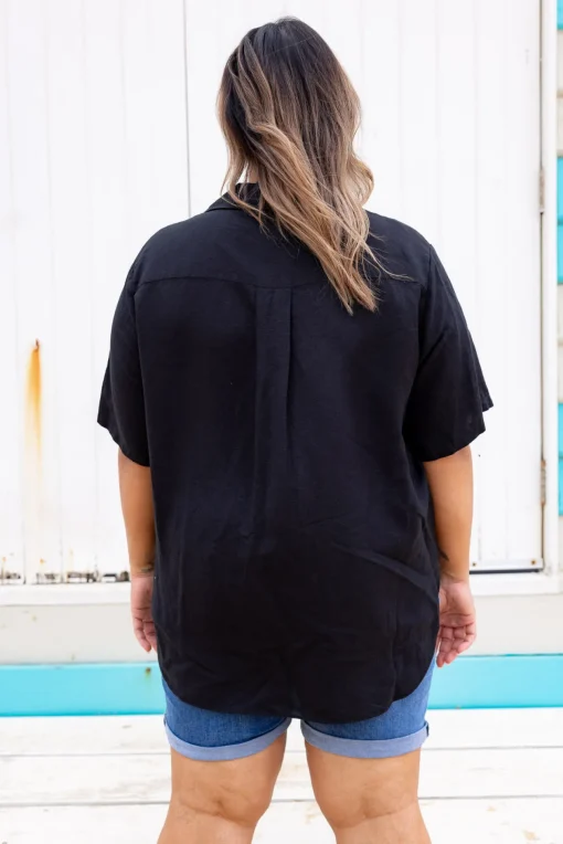 Samara Linen Blend Shirt in Black